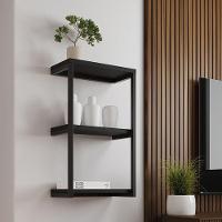 Nicho De Parede Industrial Para Quarto 3 Prateleiras Milão - Preto - Preto - 1