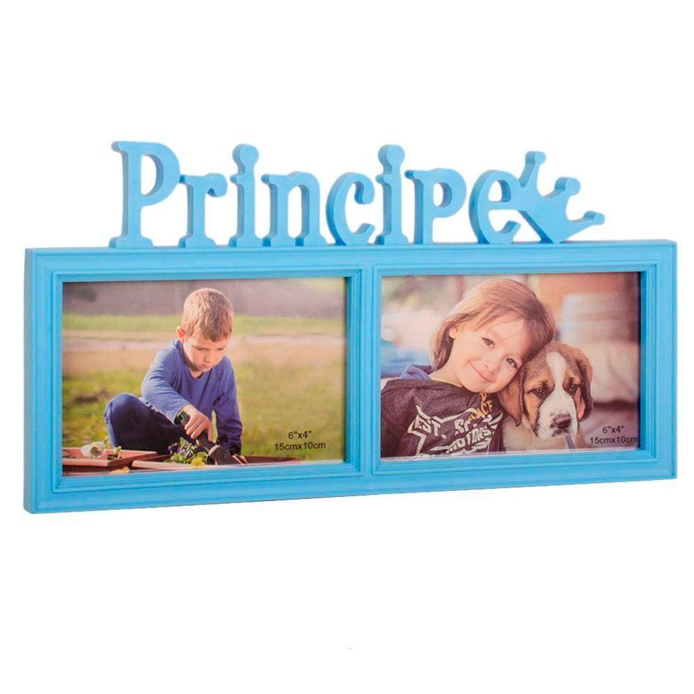 Porta Retrato Mural Duplo Príncipe Azul 10x15cm - 1