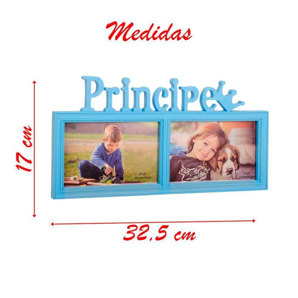 Porta Retrato Mural Duplo Príncipe Azul 10x15cm - 2