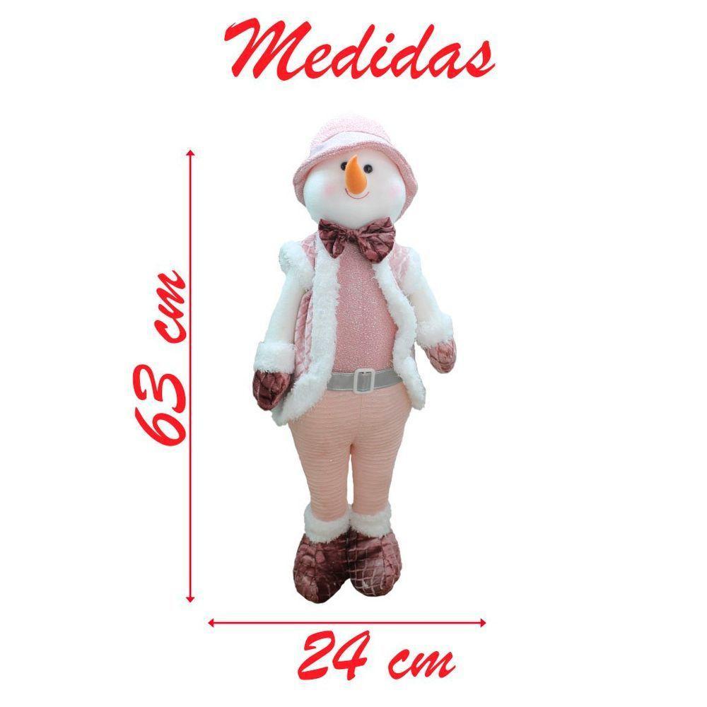 Kit Dupla Boneco Natal Boneco De Neve Rosa Natalino - 5