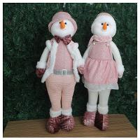 Kit Dupla Boneco Natal Boneco De Neve Rosa Natalino - 2