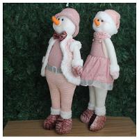 Kit Dupla Boneco Natal Boneco De Neve Rosa Natalino - 3