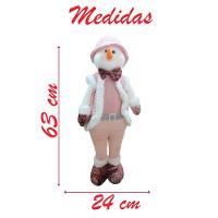 Kit Dupla Boneco Natal Boneco De Neve Rosa Natalino - 5