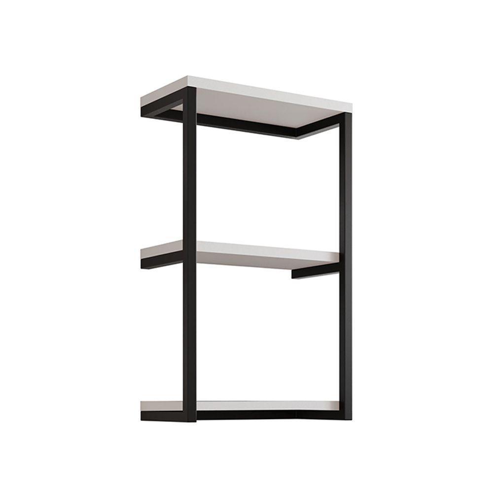 Nicho De Parede Industrial Para Quarto 3 Prateleiras Milão - Preto E Branco - Preto - 3