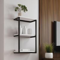 Nicho De Parede Industrial Para Quarto 3 Prateleiras Milão - Preto E Branco - Preto - 1