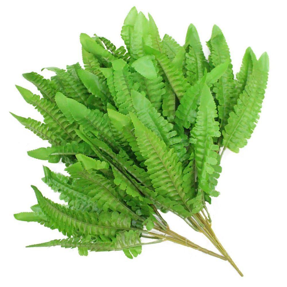 Ramo Decoração Arranjo Samambaia Planta Artificial Verde Plástico 6 Galhos 35cm - 1