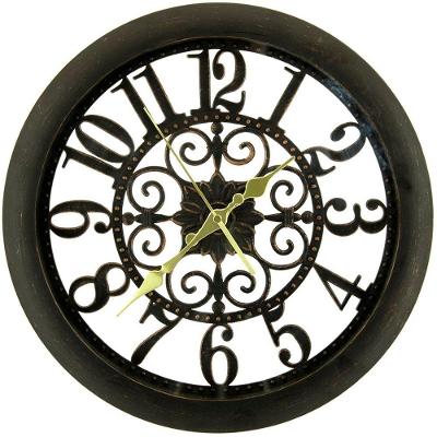 Relógio De Parede Maquina De Quartz Decorativo 35,5cm Vazado Preto