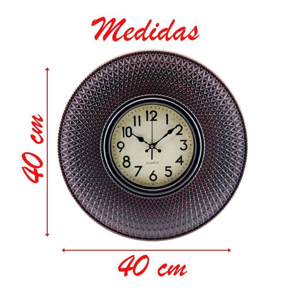 Relógio De Parede Decorativo Clássico 40cm Cobre - 4