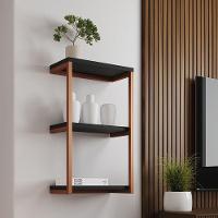 Nicho De Parede Industrial Para Quarto 3 Prateleiras Milão - Cobre E Preto - Preto - 1