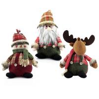 Kit Trio Bonecos De Natal Boneco De Neve Papai Noel Rena Xadrez 22cm - 2