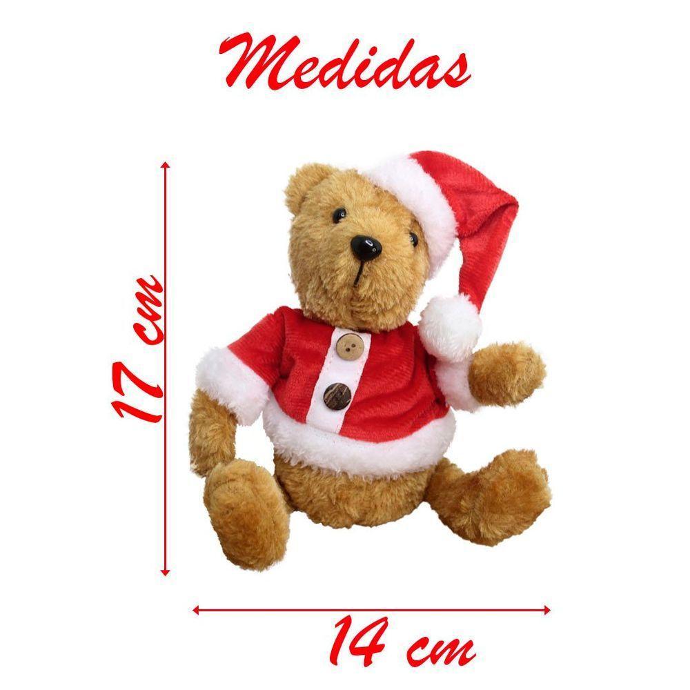 Ursinho De Pelúcia Roupa E Gorro Natalino Enfeite 17cm - 3