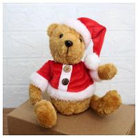 Ursinho De Pelúcia Roupa E Gorro Natalino Enfeite 17cm - 1