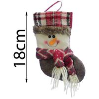 Trio Decoração Natal Bota Meia Rena Papai Noel Boneco Neve Natalino 18cm - 6