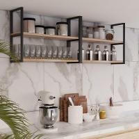 2 Prateleiras Modernas De Maciça De Teto Para Lavabo 100x20cm - 2