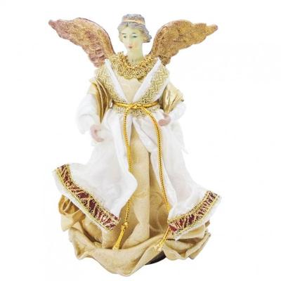Anjo Natal Plus Seda 25Cm Dourado E Branco - Magizi