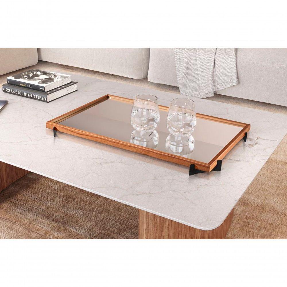 Bandeja Decorativa Gala Preto Com Espelho Cor:castanho - 1