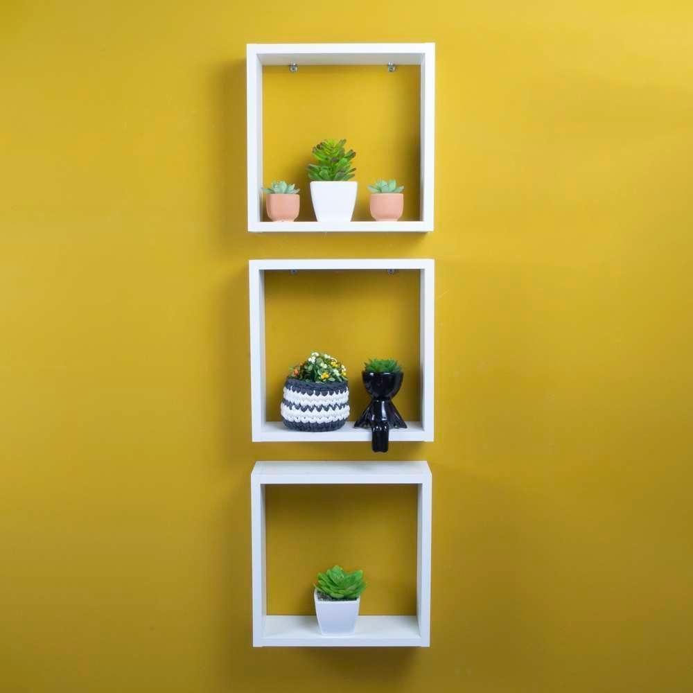 Conjunto 3 Nichos Decorativos 30x30 Branco Para Sala Quarto - 1