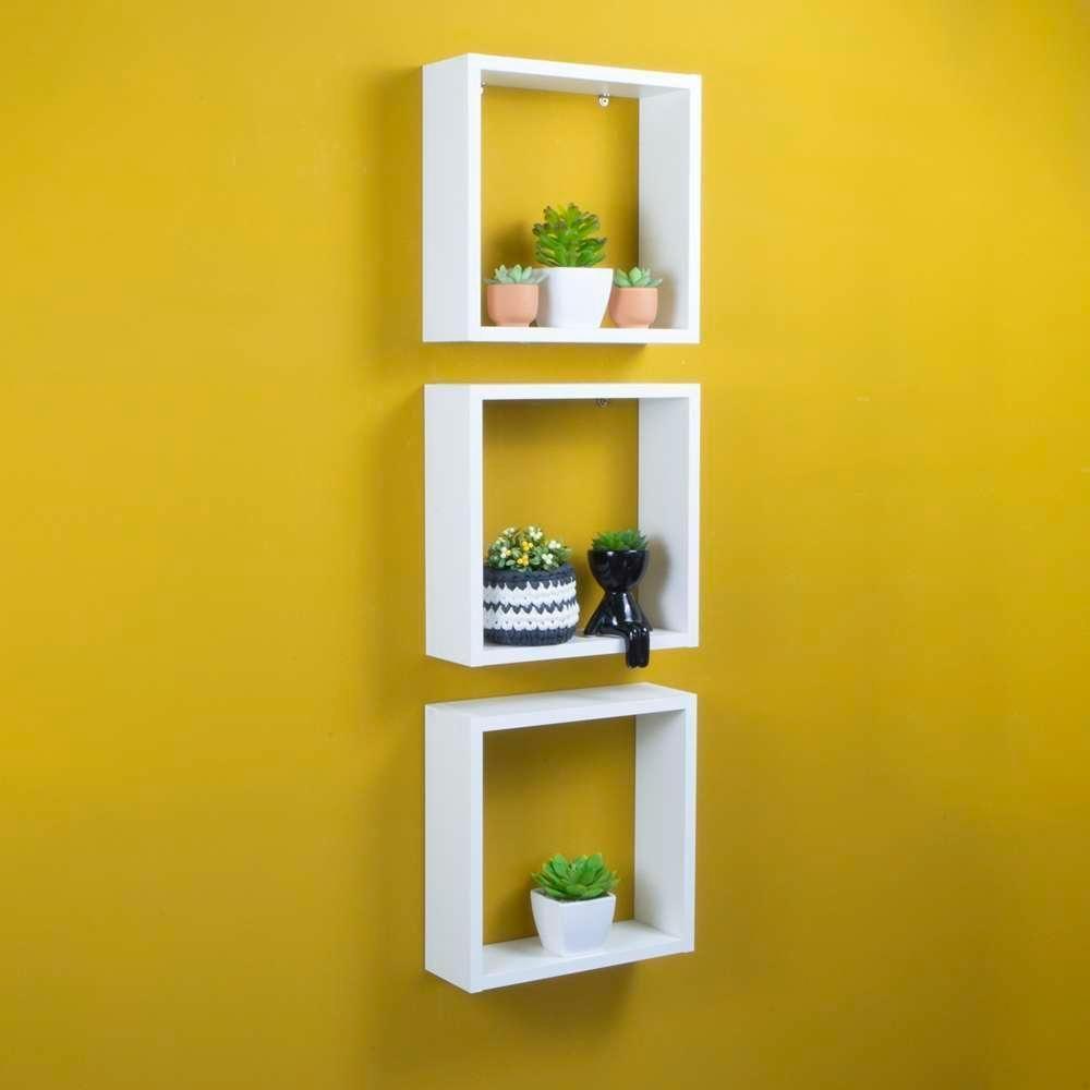 Conjunto 3 Nichos Decorativos 30x30 Branco Para Sala Quarto - 5