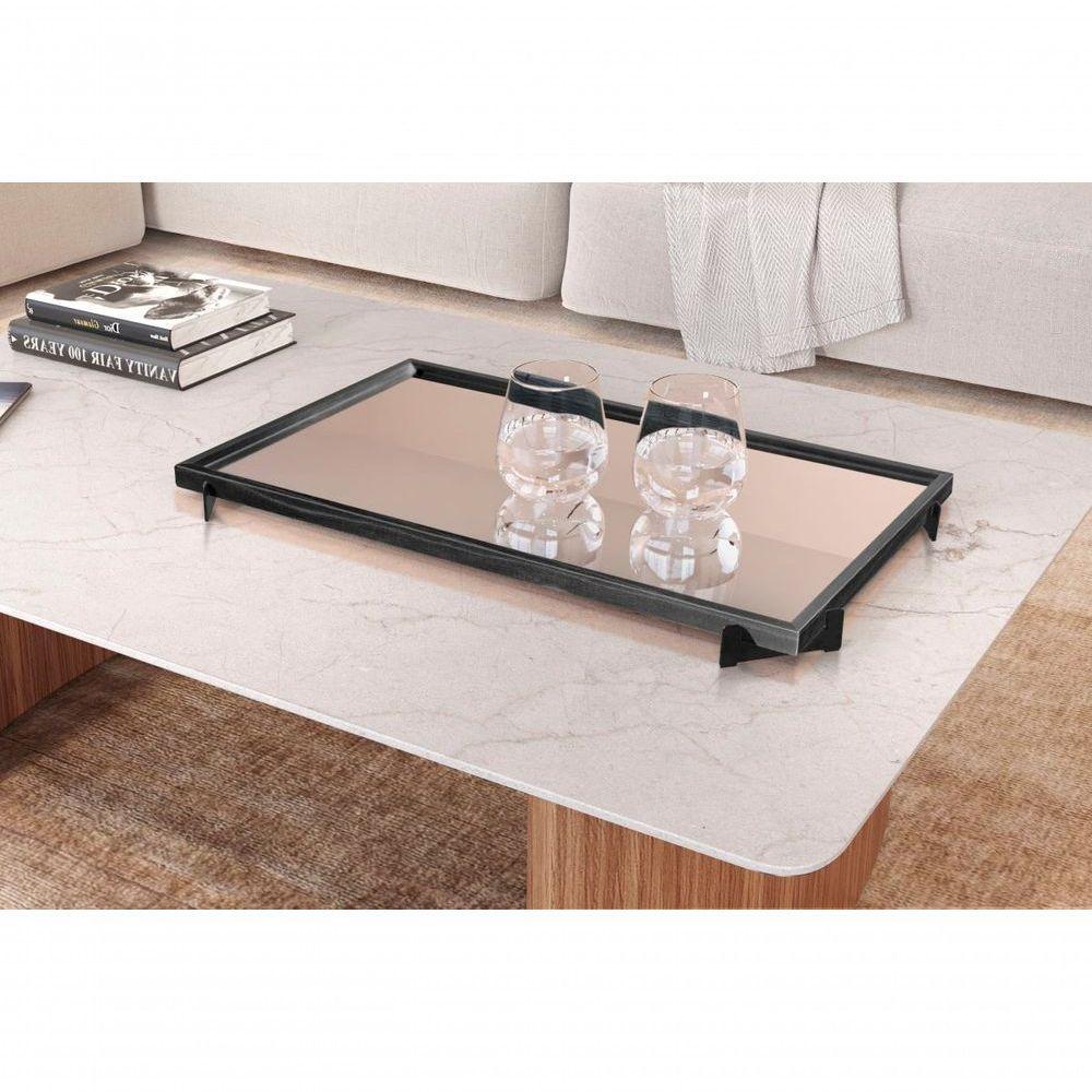 Bandeja Decorativa Gala Preto Com Espelho Cor:ébano - 1