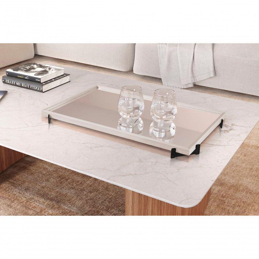Bandeja Decorativa Gala Preto Com Espelho Cor:off White - 1