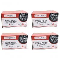 Jogo 4 Pisca Pisca 100 Lâmpadas Led Branco 8 Funções 127V - 1