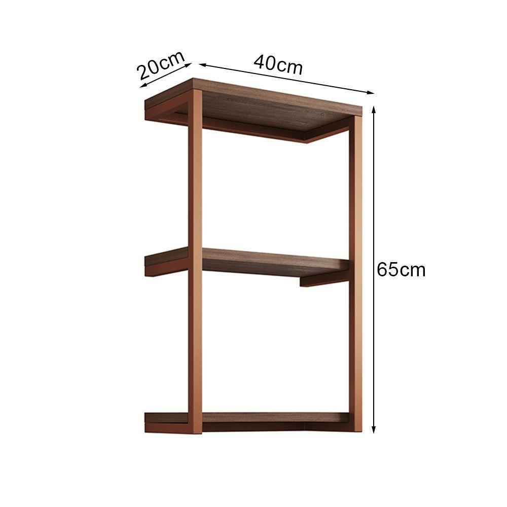 Nicho De Parede Industrial 3 Prateleiras Milão - Cobre E Imbuia - Cor: Marrom - 3