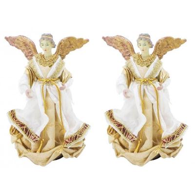Kit Anjo Natal Plus Seda 25Cm Dourado New 2 Unidades