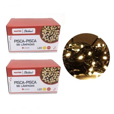 Jogo 2 Pisca Pisca 100 Lâmpadas Led Branco 8 Funções 127V