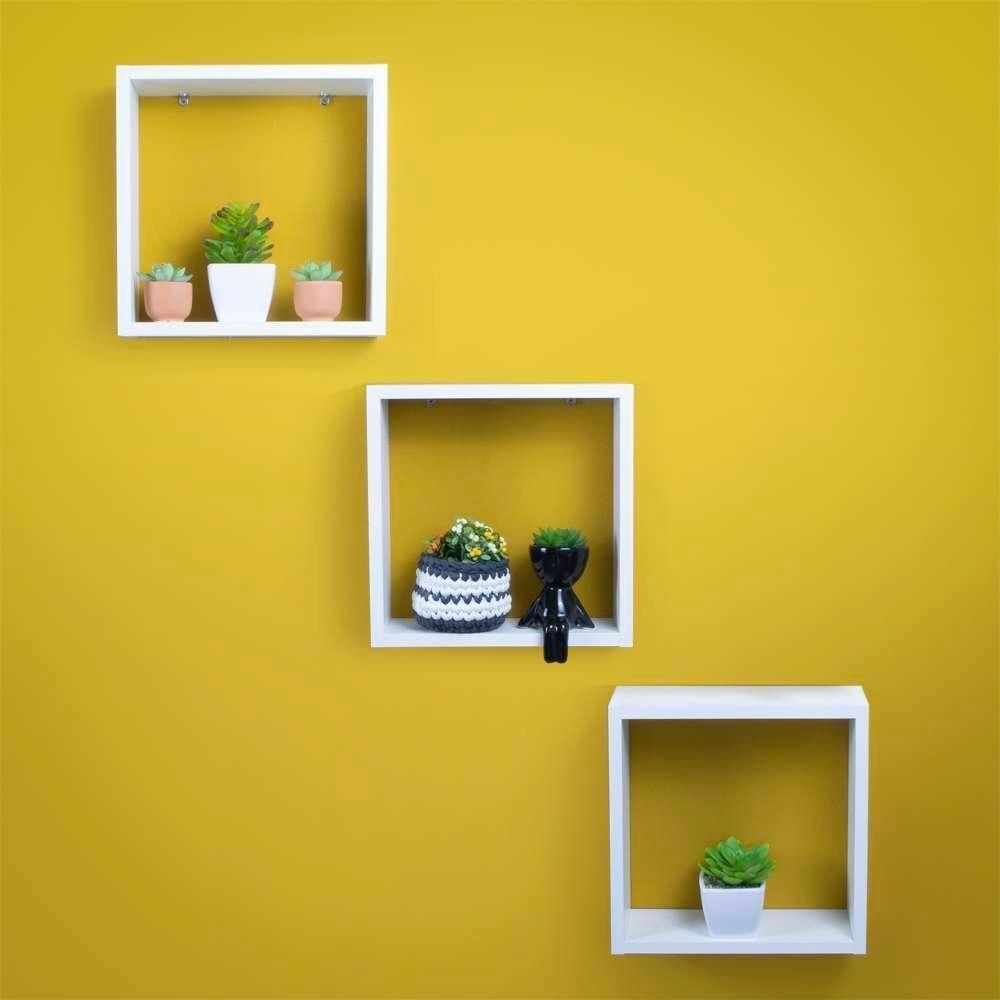 Kit 3 Nichos Decorativos Branco 30x30x10 Para Sala Quarto - 1