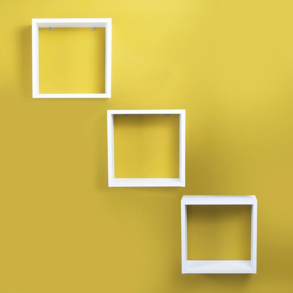 Kit 3 Nichos Decorativos Branco 30x30x10 Para Sala Quarto - 3