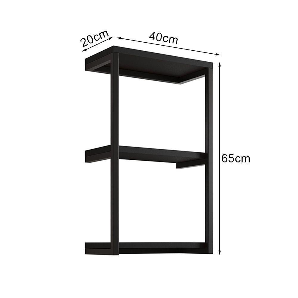 Nicho De Parede Industrial 3 Prateleiras Milão - Preto - Cor: Preto - 3