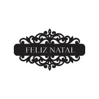 Placa Feliz Natal Com Arabesco 30cmx17cm - Cria Arte Laser Preto - 1