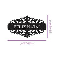 Placa Feliz Natal Com Arabesco 30cmx17cm - Cria Arte Laser Preto - 2
