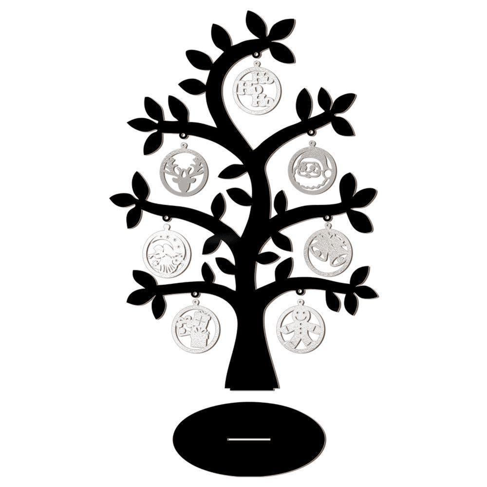 Árvore Preta Com Bolinhas De Natal 28cmx40cm - Cria Arte Laser Prata - 1