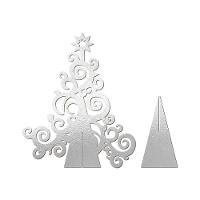 Árvore De Natal Com Arabesco 33cmx40cm - Cria Arte Laser Prata - 1