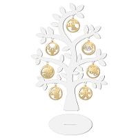 Árvore Branca Com Bolinhas De Natal 28cmx40cm - Cria Arte Laser Dourado - 1