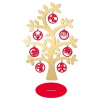 Árvore Dourada Com Bolinhas De Natal 28cmx40cm - Cria Arte Laser Dourado - 1