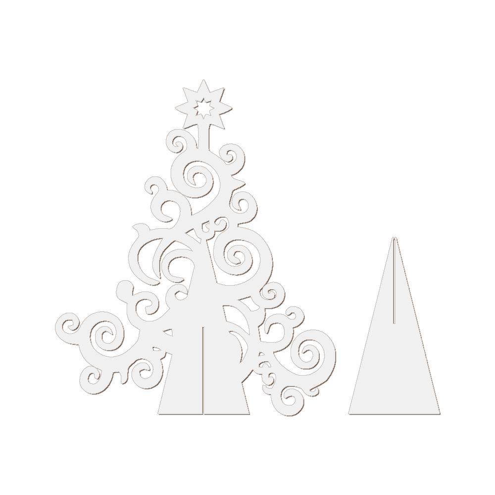Árvore De Natal Com Arabesco 33cmx40cm - Cria Arte Laser Branco - 1