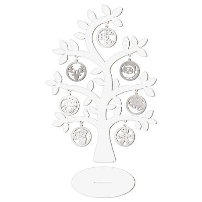 Árvore Branca Com Bolinhas De Natal 28cmx40cm - Cria Arte Laser Prata