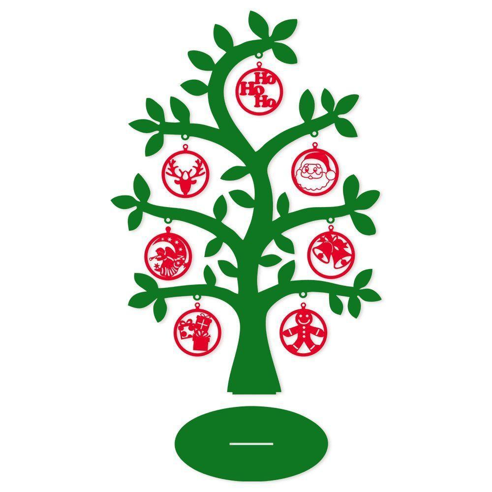 Árvore Verde Com Bolinhas De Natal 28cmx40cm - Cria Arte Laser Verde - 1