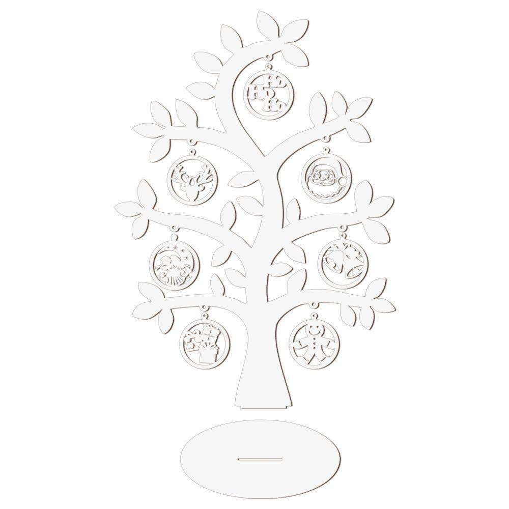 Árvore Branca Com Bolinhas De Natal 28cmx40cm - Cria Arte Laser Branco - 1