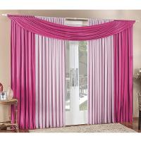 Cortina Alana 2,00M X 1,70M Rosa Com Pink Tecido Malha Para Sala Ou Quarto - 2