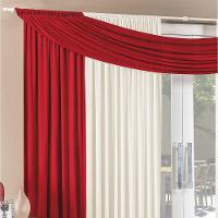 Cortina Alana 4,00M X 2,50M Vermelha Com Palha Tecido Malha Para Sala Ou Quarto - 1