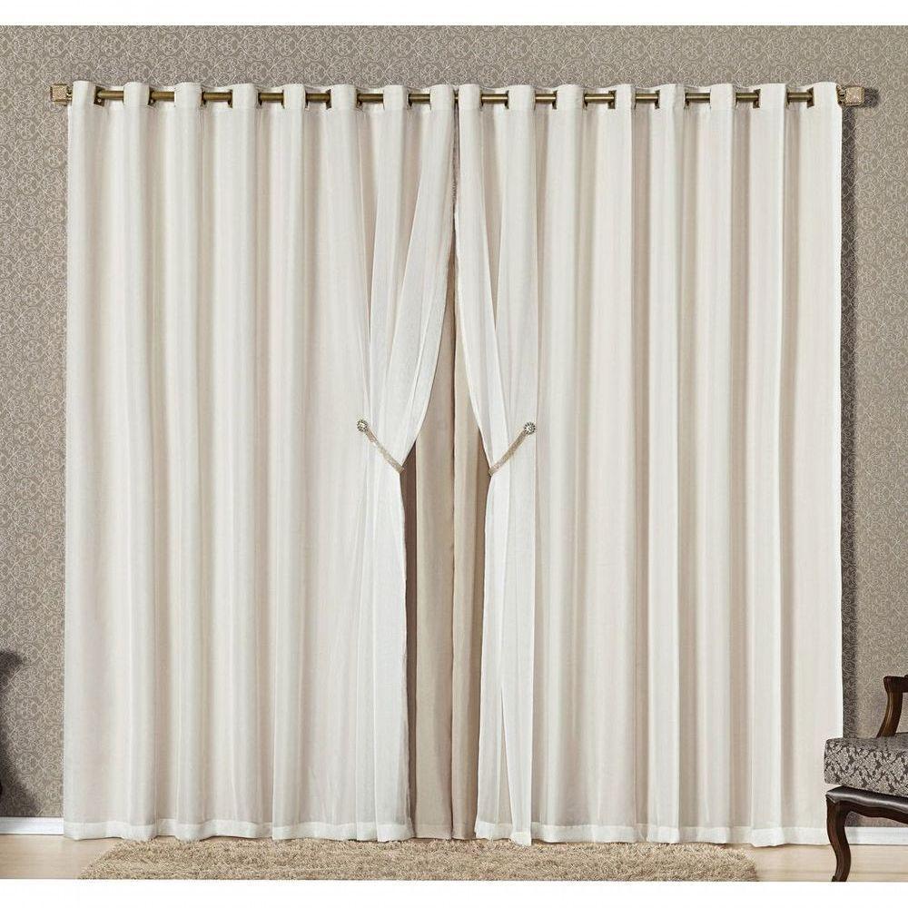 Cortina Bélgica 4,00M X 2,70M Tecido Microfibra Com Voal Pingentes Luxo - Bege - 1