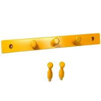 Cabideiro Em Madeira Para Parede/Porta Fixo Amarelo - 2