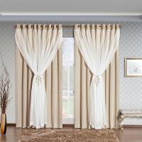 Cortina Arezzo 2,00M X 1,70M Varão Simples Tecido Blackout Com Voal Clássica Janela - Palha - 1