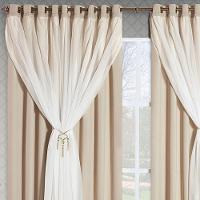 Cortina Arezzo 2,00M X 1,70M Varão Simples Tecido Blackout Com Voal Clássica Janela - Palha - 2