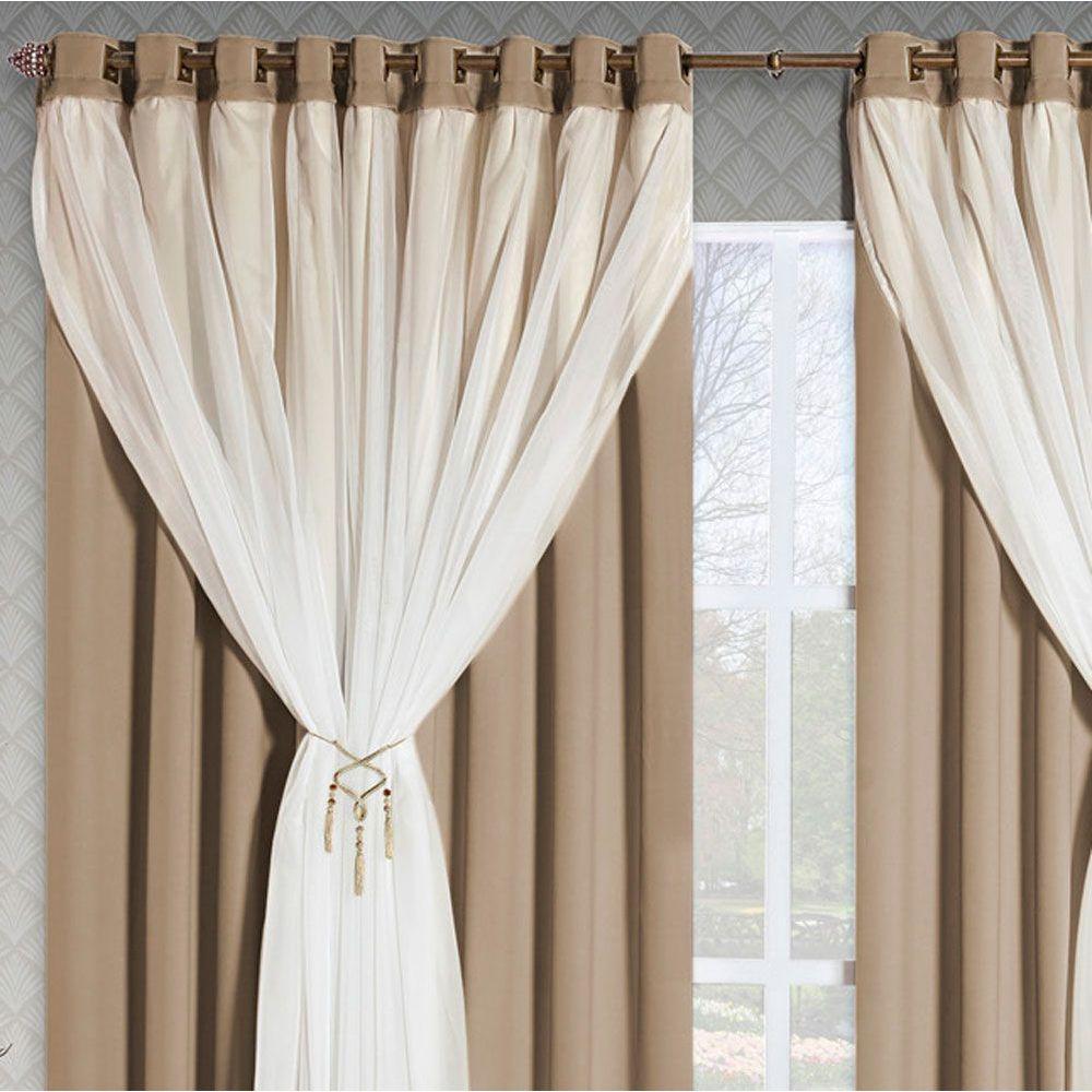 Cortina Arezzo 2,00M X 1,70M Varão Simples Tecido Blackout Com Voal Clássica Janela - Chocolate - 2