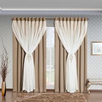 Cortina Arezzo 2,00M X 1,70M Varão Simples Tecido Blackout Com Voal Clássica Janela - Chocolate - 1