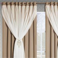 Cortina Arezzo 2,00M X 1,70M Varão Simples Tecido Blackout Com Voal Clássica Janela - Chocolate - 2